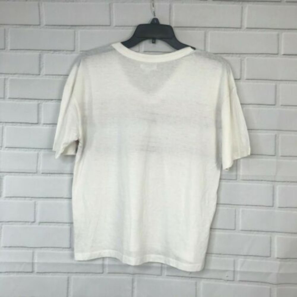 Ultra Flirt Top Juniors Striped Football T-Shirt White V-Neck Womens Size L - Picture 3 of 4